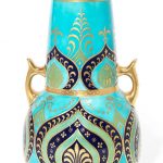 Minton Cloisonne style twin-handled Christopher Dresser vase