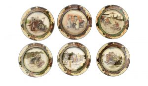 Set of six Royal Doulton motoring series ware plates