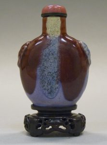 Chinese Flambé porcelain with pink glass stopper