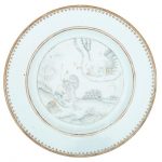 Chinese Export Grisaille- and Gilt-Decorated Porcelain Charger