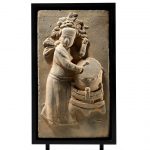 A Relief-Molded Gray Pottery Tile of a drummer Song-Jin Dynasty
