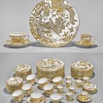 Royal Crown Derby porcelain dinner service in the Gold Aves pattern