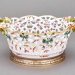 French Silver Mounted KPM Gilt and Polychrome Decorated Porcelain Two-Handled Basket