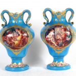 Pair of Sevres Gilt and Blue Porcelain Vases