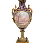 A Sèvres style gilt bronze mounted glazed earthenware vase circa 1900