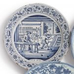 Frisian tin-glazed earthenware blue and white charger 1769