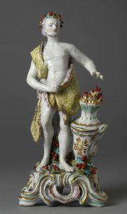 Figure of 'Winter', soft-paste porcelain, decorated in enamel colours.