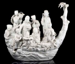 A Blanc-de-Chine porcelain group depicting the Daoist